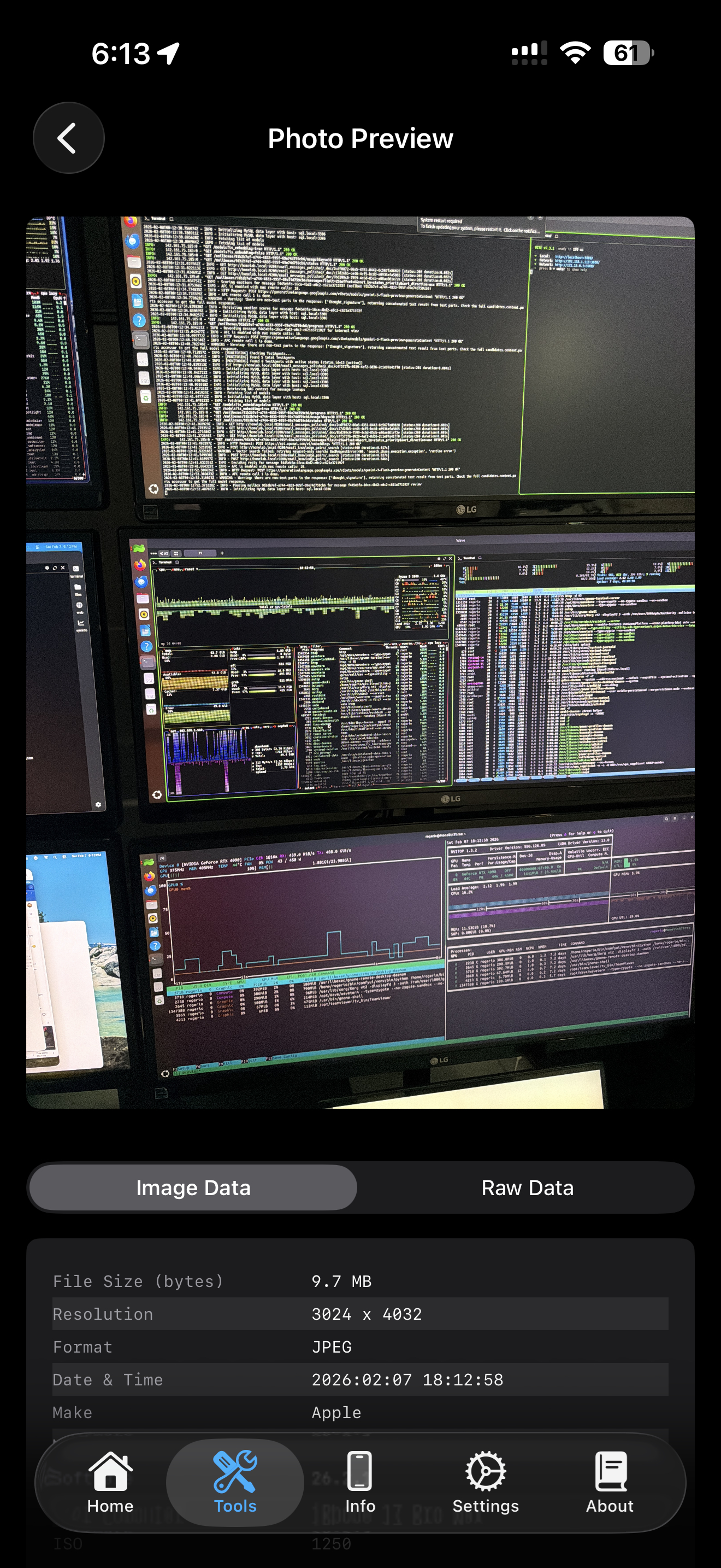 Tools / camera: camera preview image data