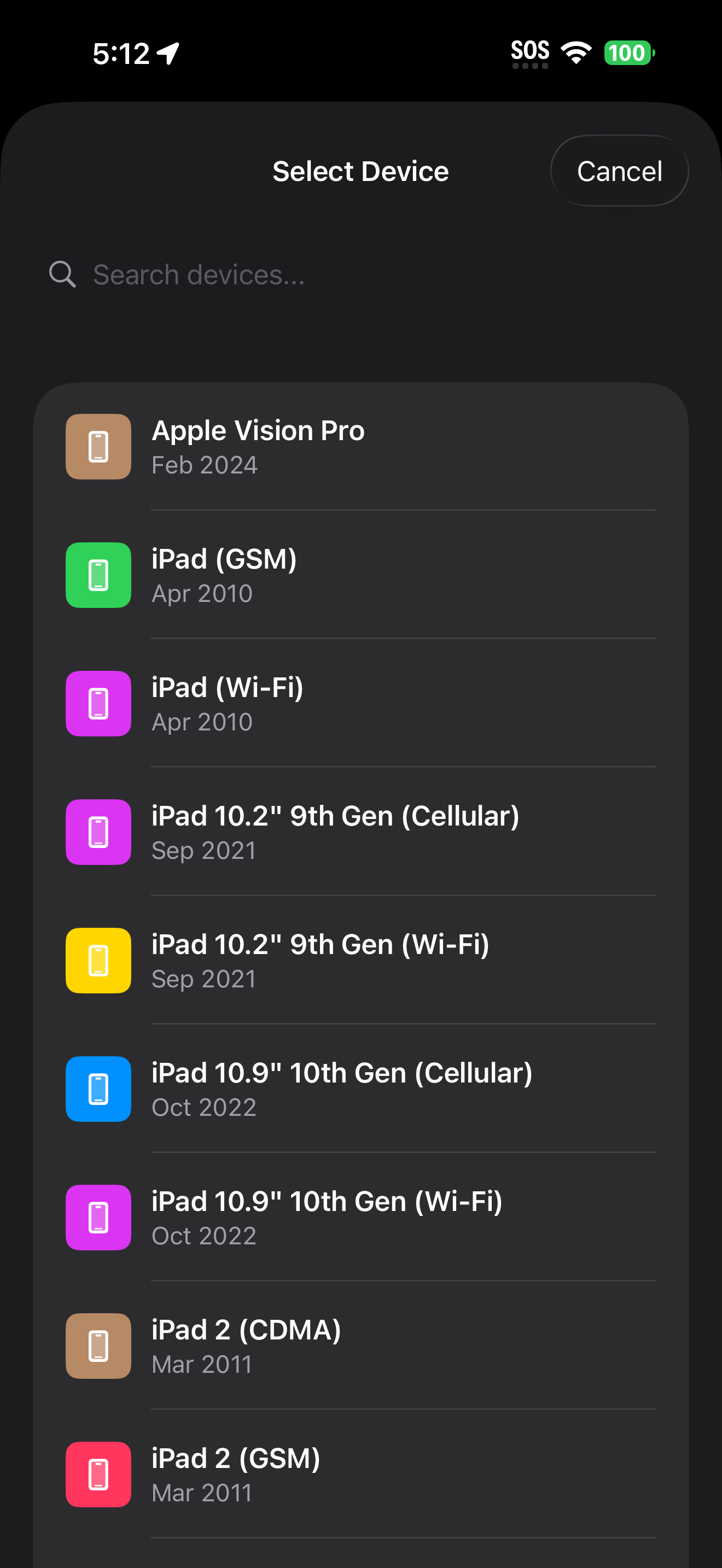 Tools / comparison: comparison tool left device selection