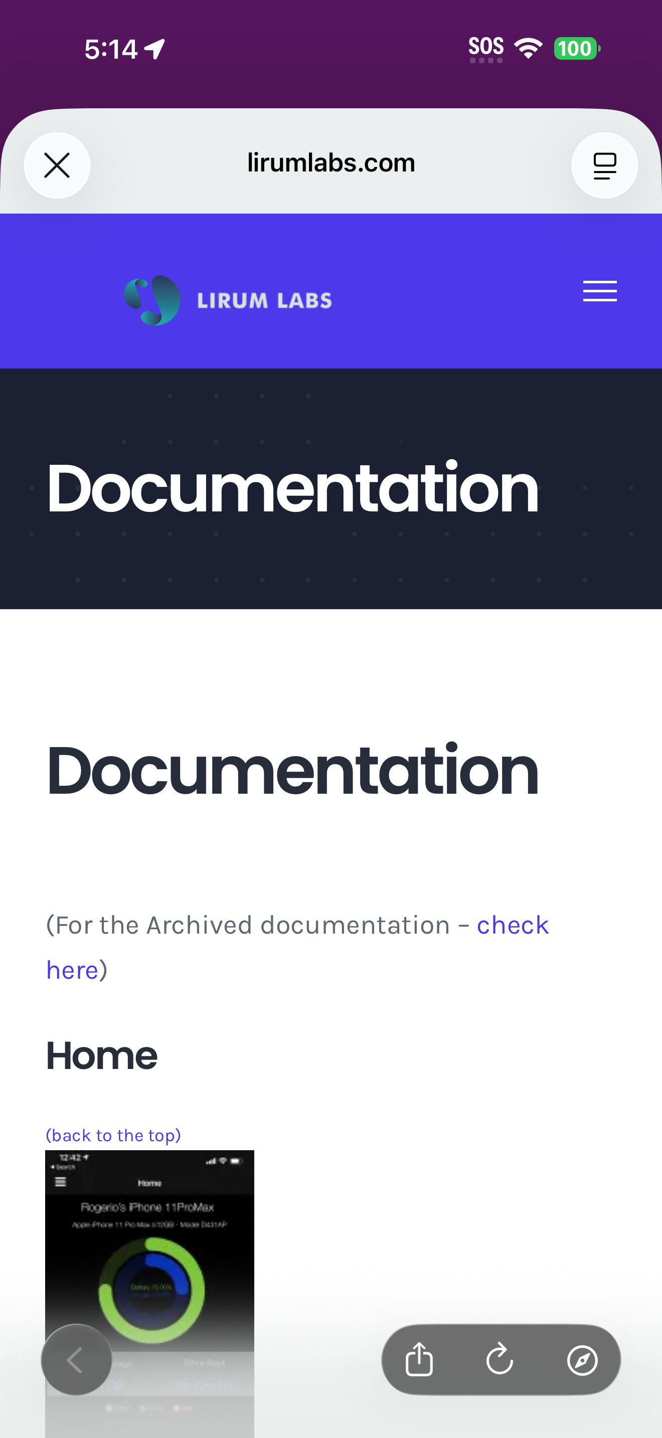 Settings & Support / about: about documentation sheet