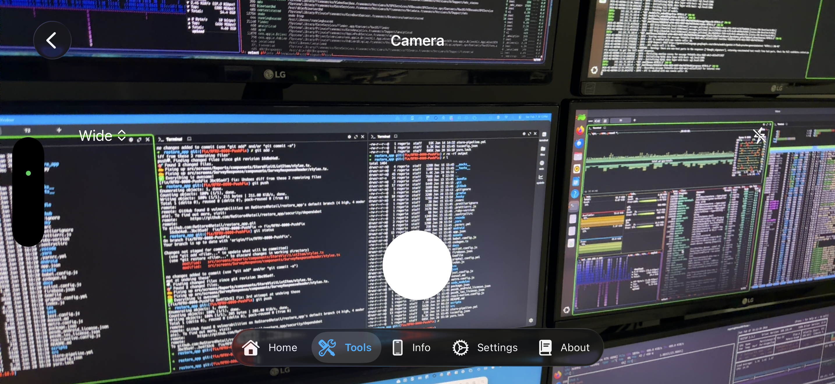 Camera tool in landscape orientation