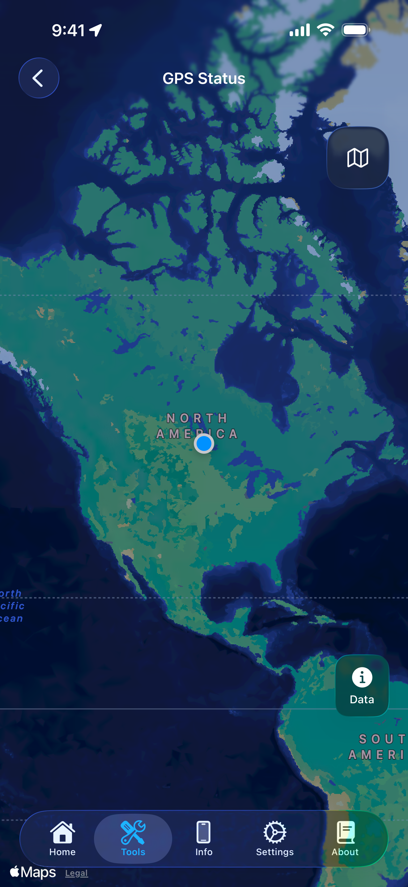 GPS Status in Standard map mode