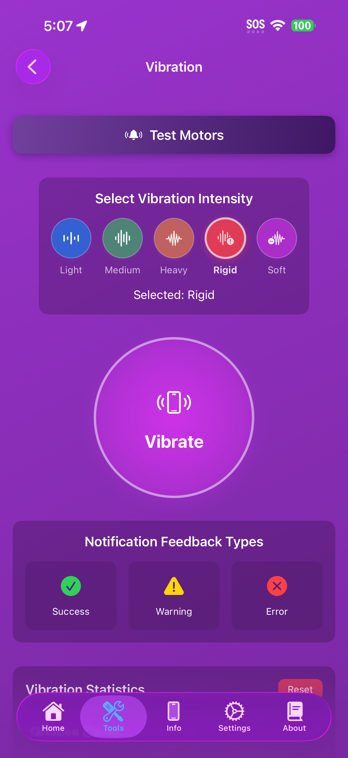 Tools / vibration: vibration intensity rigid