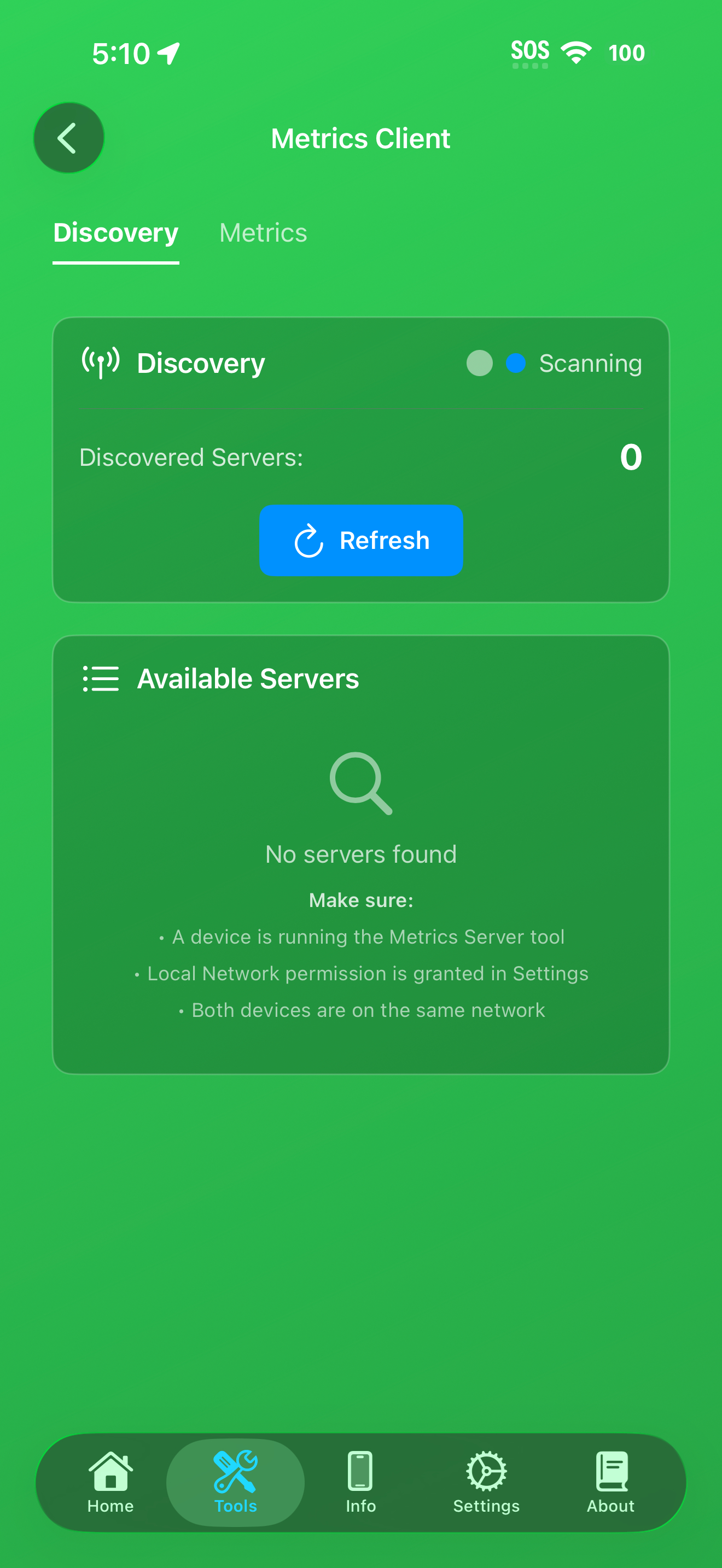 Tools / metrics client: metrics client scrolled