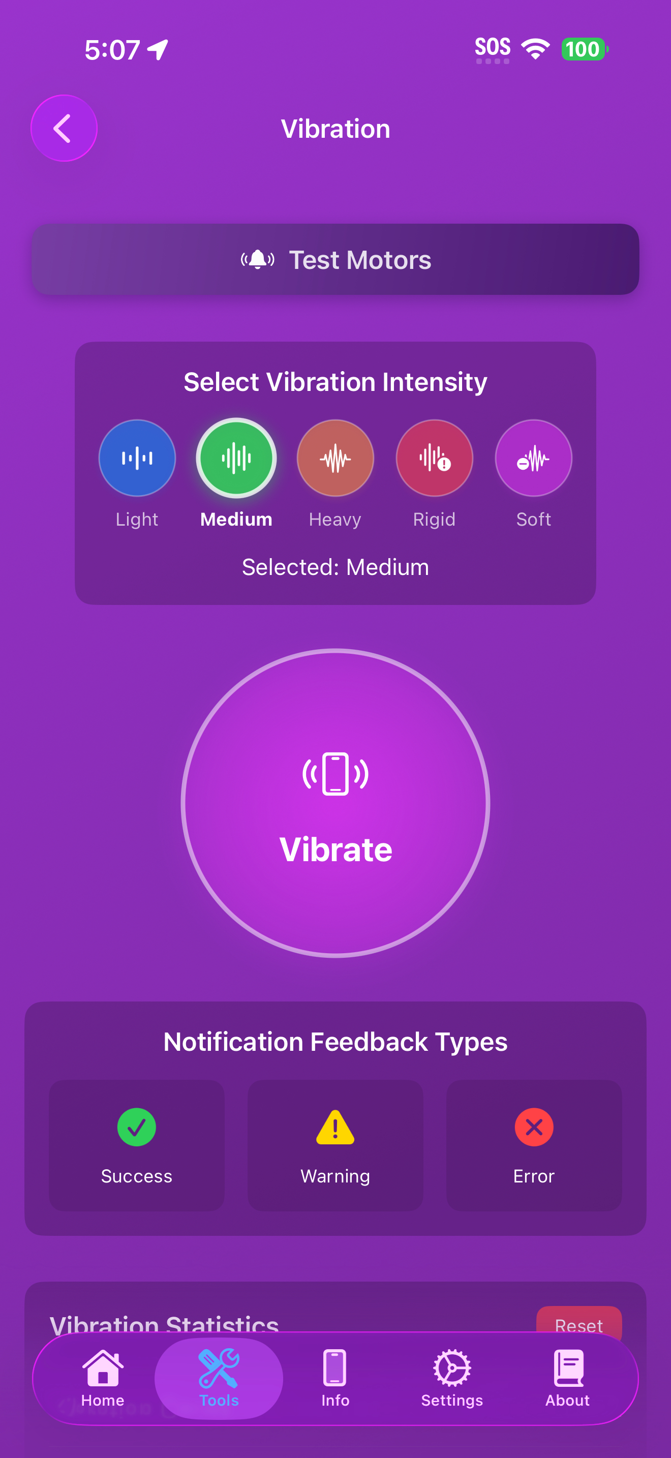 Sektion för klassisk vibrationsknapp