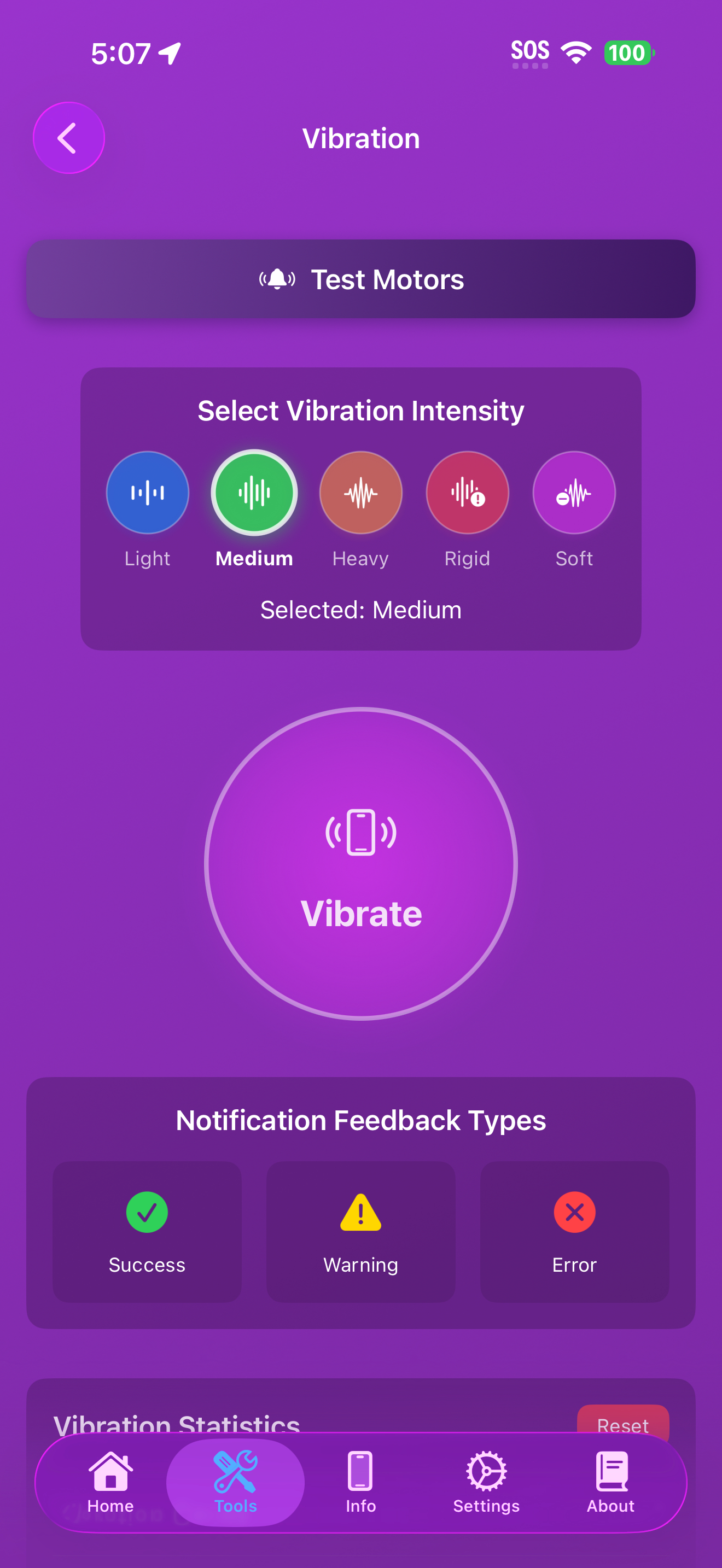Huvudknapp för vibration