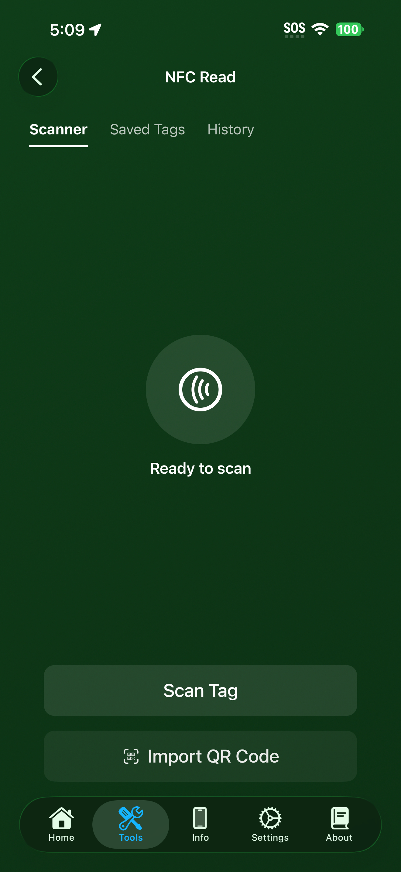 Tools / nfc read: nfc read screen