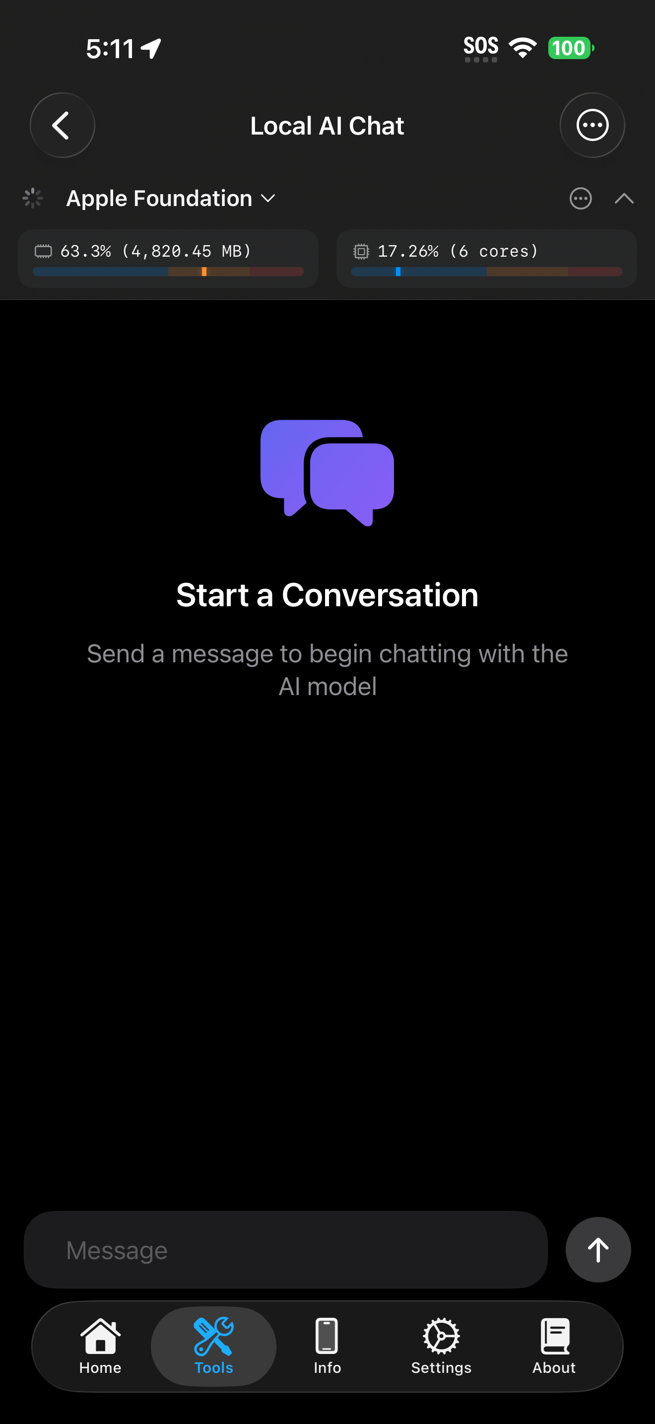 Tools / local ai: local ai model load tapped
