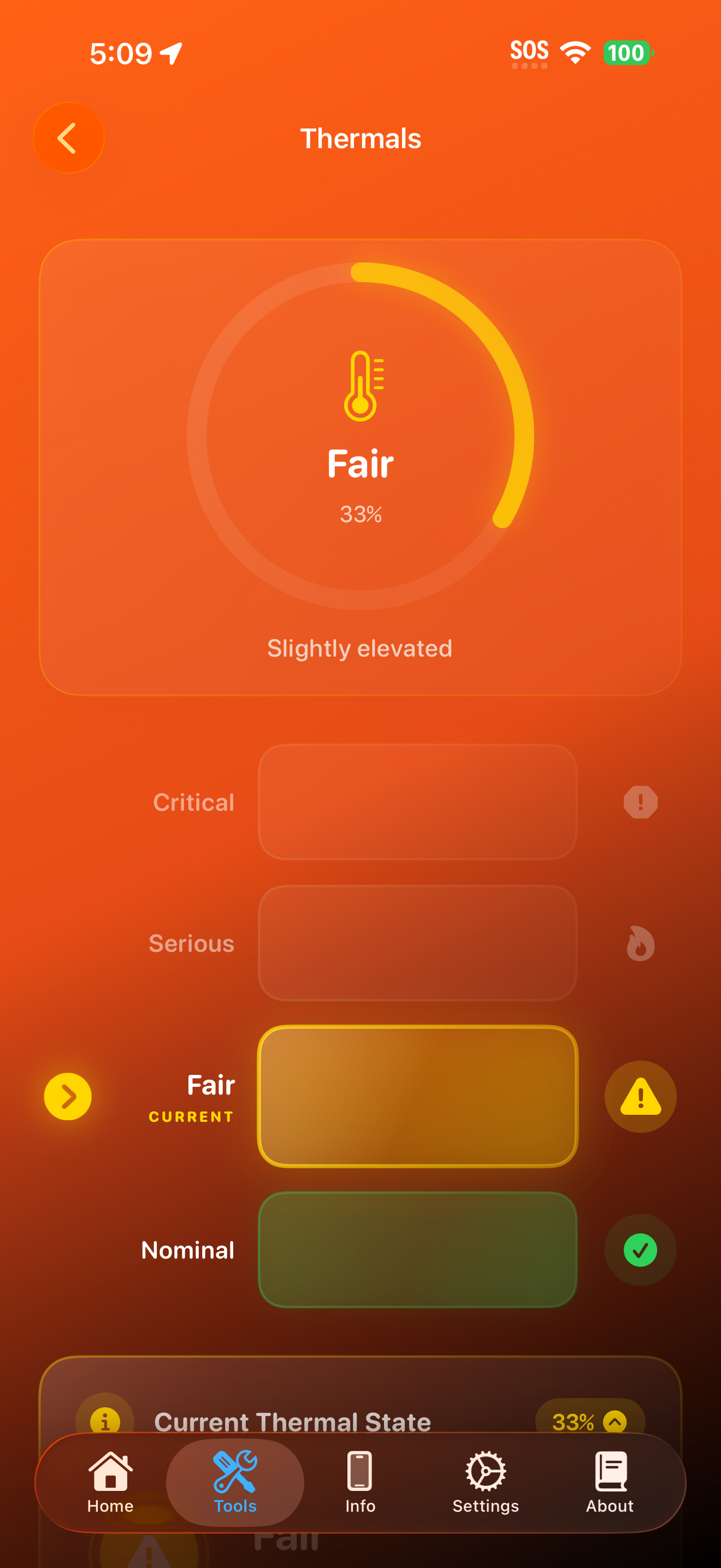 Tools / thermals: thermals screen